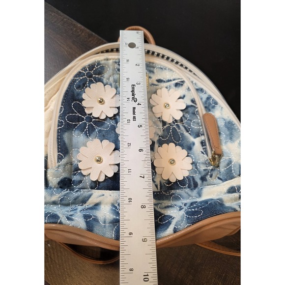 Betsey Johnson Tie Dye Denim Mini Backpack Blue Jean Quilted Flowers Bag 90s y2k - Picture 13 of 15
